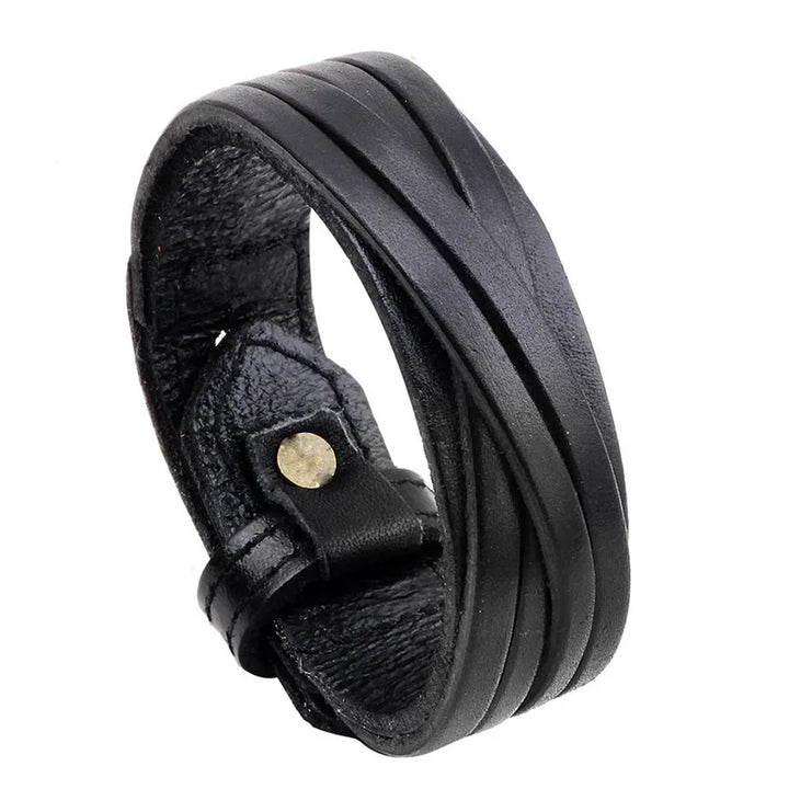 Stylish Minimalist Leather Steampunk Bracelet black