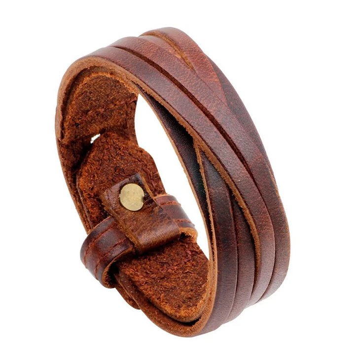 Stylish Minimalist Leather Steampunk Bracelet brown