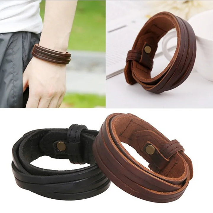 Stylish Minimalist Leather Steampunk Bracelet chic
