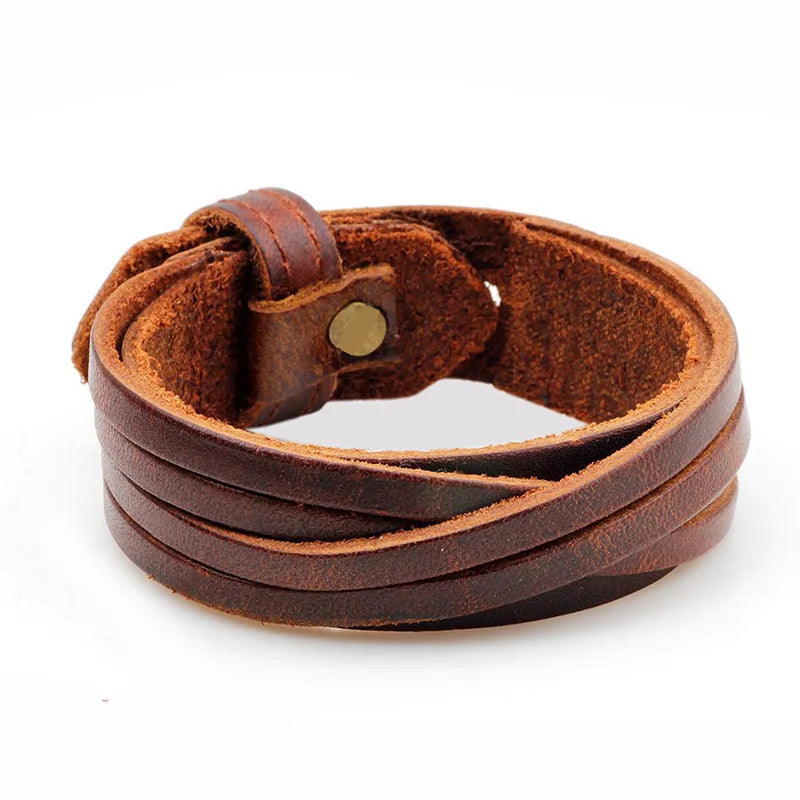 Stylish Minimalist Leather Steampunk Bracelet tendance