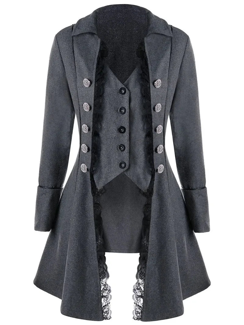 Stylish Retro Steampunk Coat Gray