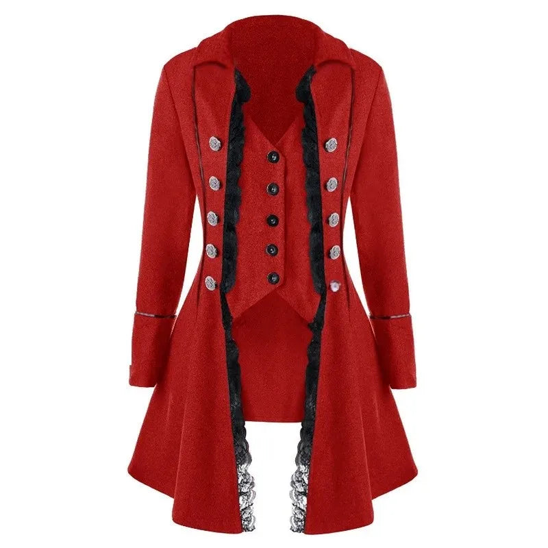 Stylish Retro Steampunk Coat Red