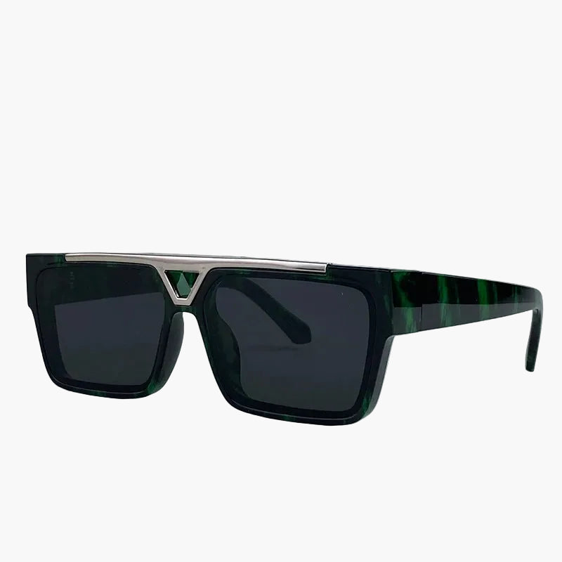 Stylish Square Steampunk Sunglasses Green