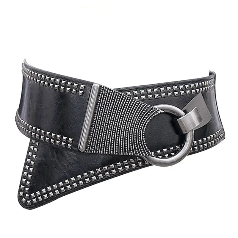 Stylish Steampunk Belt with Buckle Black