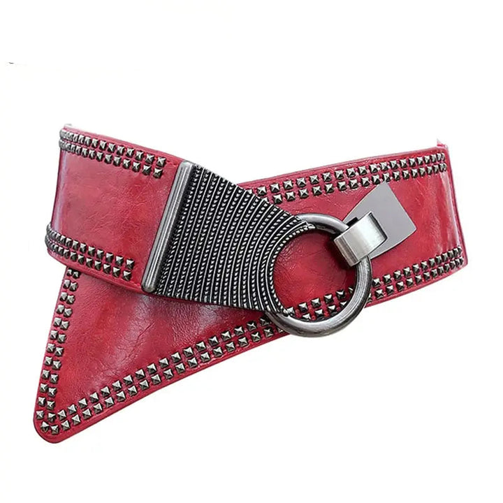 Stylish Steampunk Belt with Buckle Red