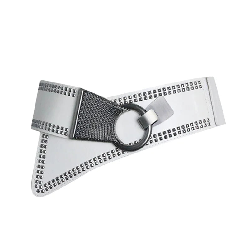 Stylish Steampunk Belt with Buckle White