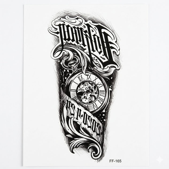Stylish Steampunk Gothic Tattoo with Gear Watch tendance