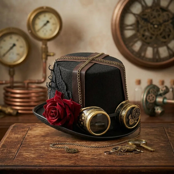 Stylish Steampunk Hat with Goggles Design