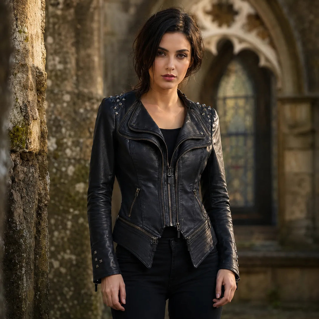 Stylish Steampunk Jacket With Rivets