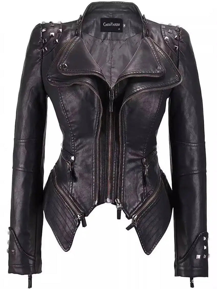Stylish Steampunk Jacket With Rivets bold