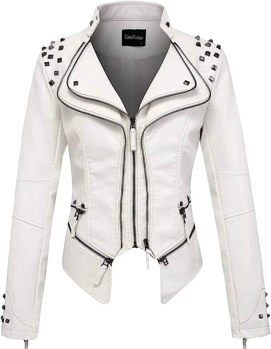 Stylish Steampunk Jacket With Rivets striking