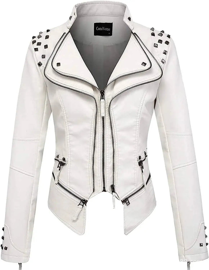 Stylish Steampunk Jacket With Rivets striking