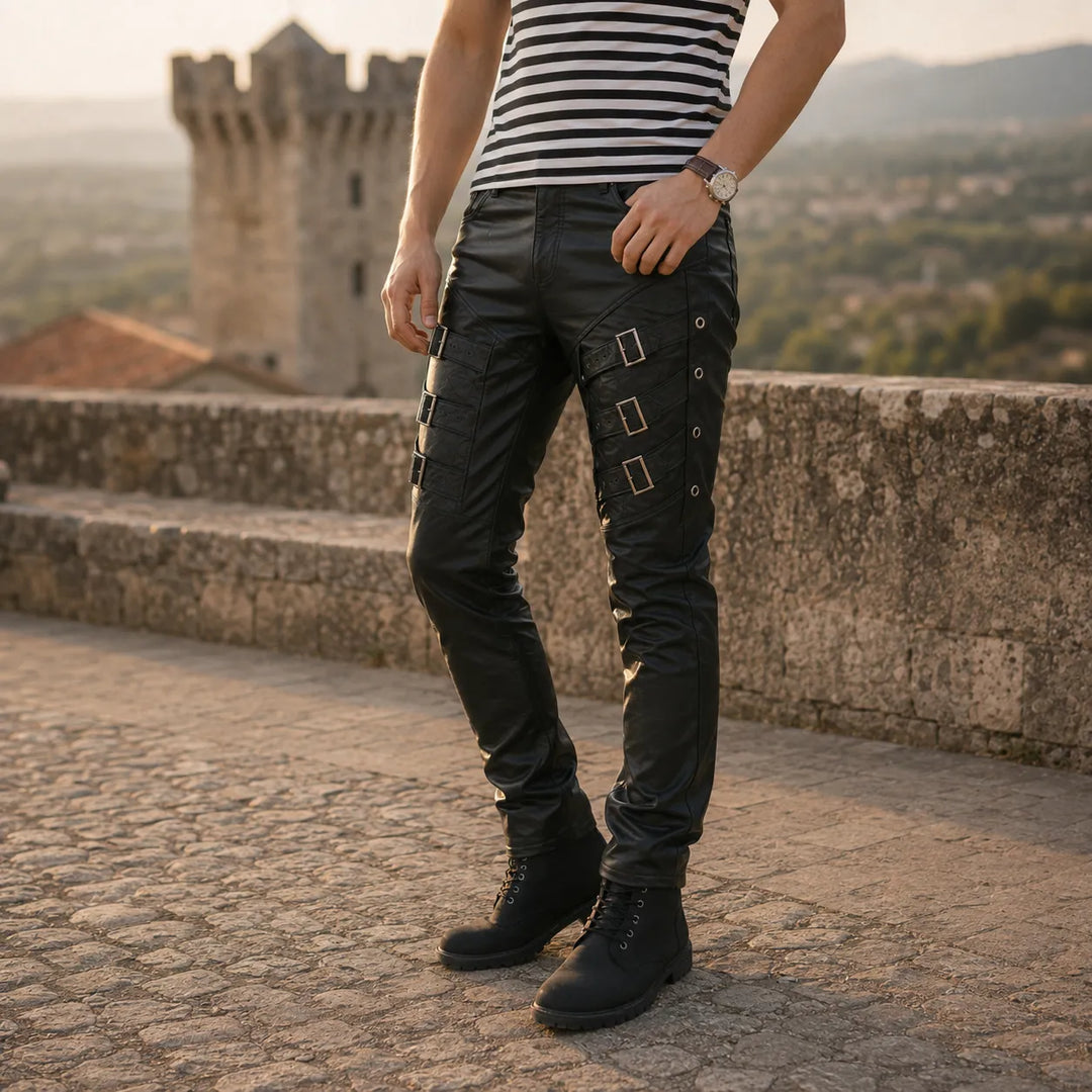 Stylish Steampunk Leather Pants 