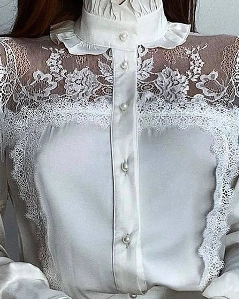 Stylish Steampunk Shirt With a High Collar chic