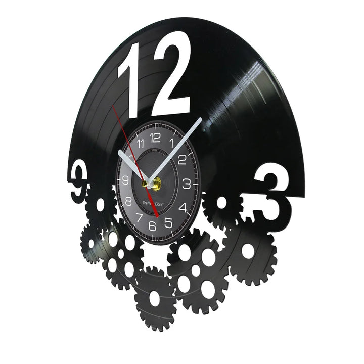 Stylish Steampunk Vinyl Record Gear Clock durable