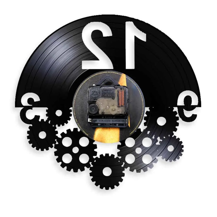 Stylish Steampunk Vinyl Record Gear Clock elegant