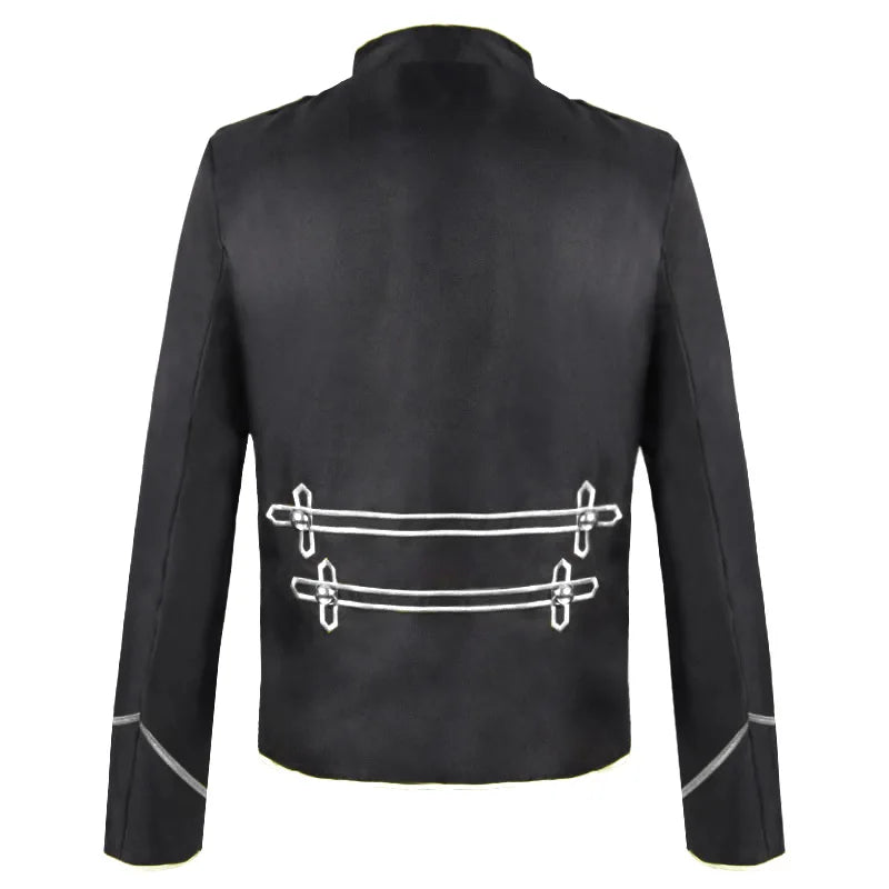 Stylish vintage steampunk medieval jacket with stand collar