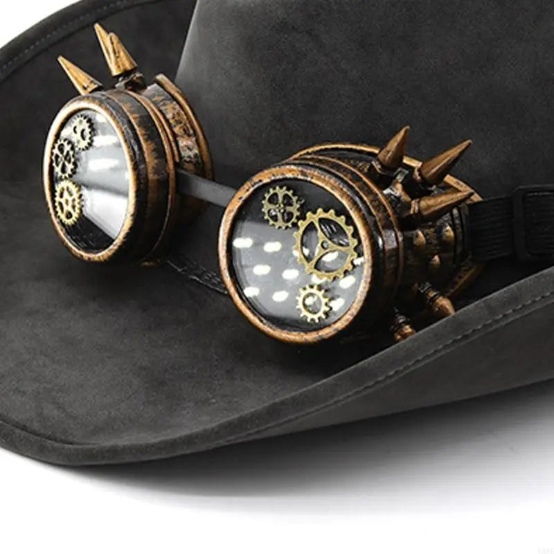 Sueded Cowboy Hat With Goggles Steampunk – Victorian inspired