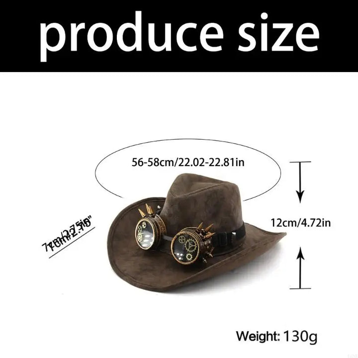 Sueded Cowboy Hat With Goggles Steampunk – bold accessory