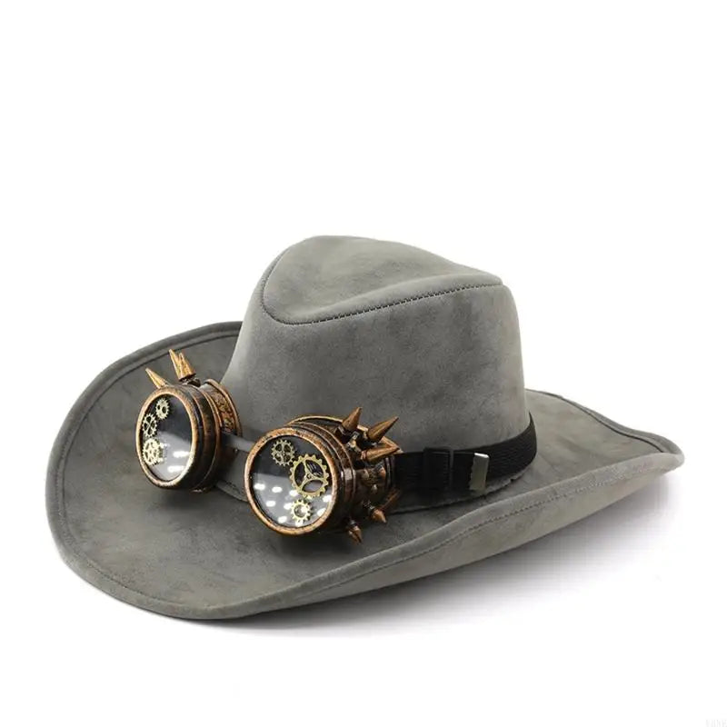 Sueded Cowboy Hat With Goggles Steampunk – classic steampunk