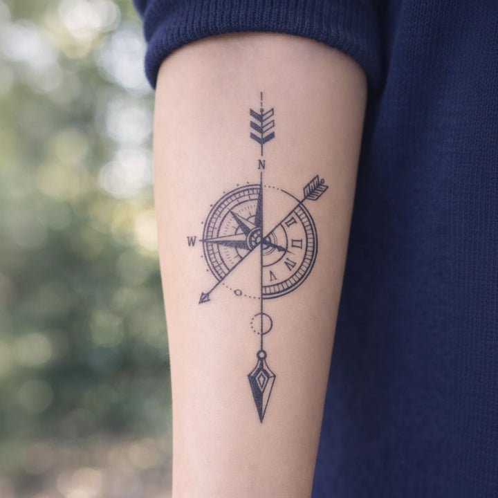 Tattoo Watch Steampunk Minimalist Compass
