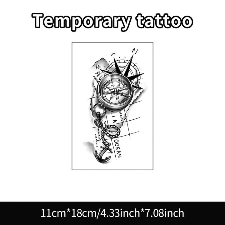 Temporary Steampunk Compass Tattoo stylish