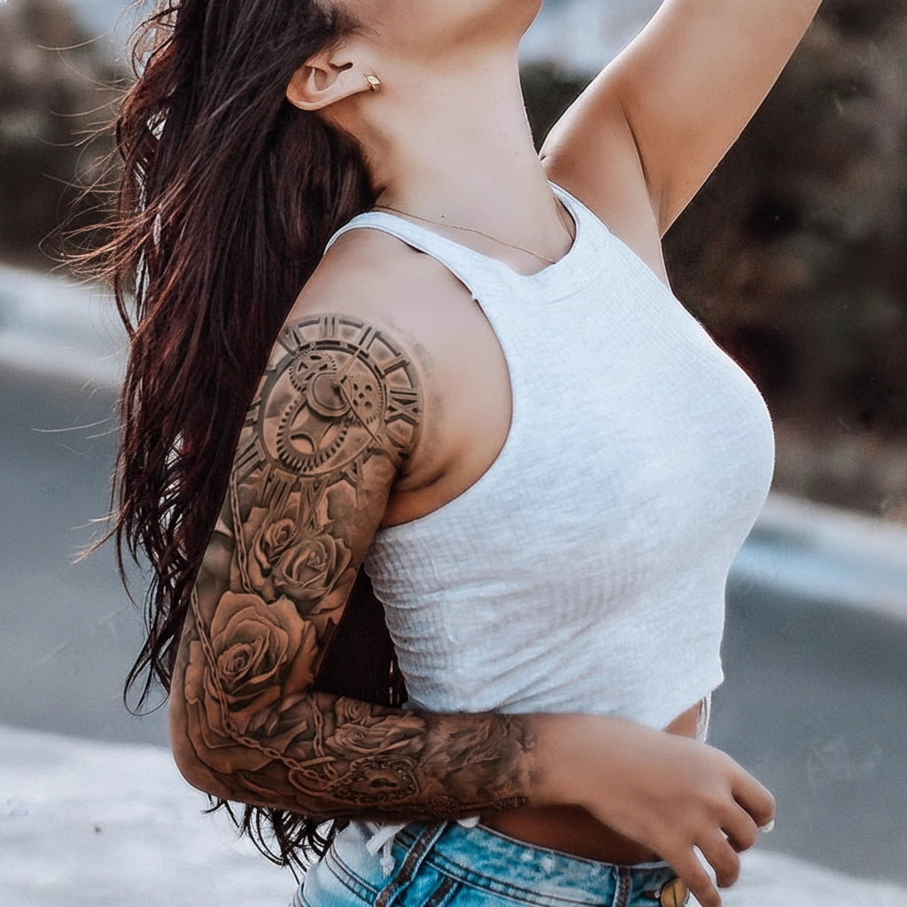 Temporary Tattoo With Steampunk Designs