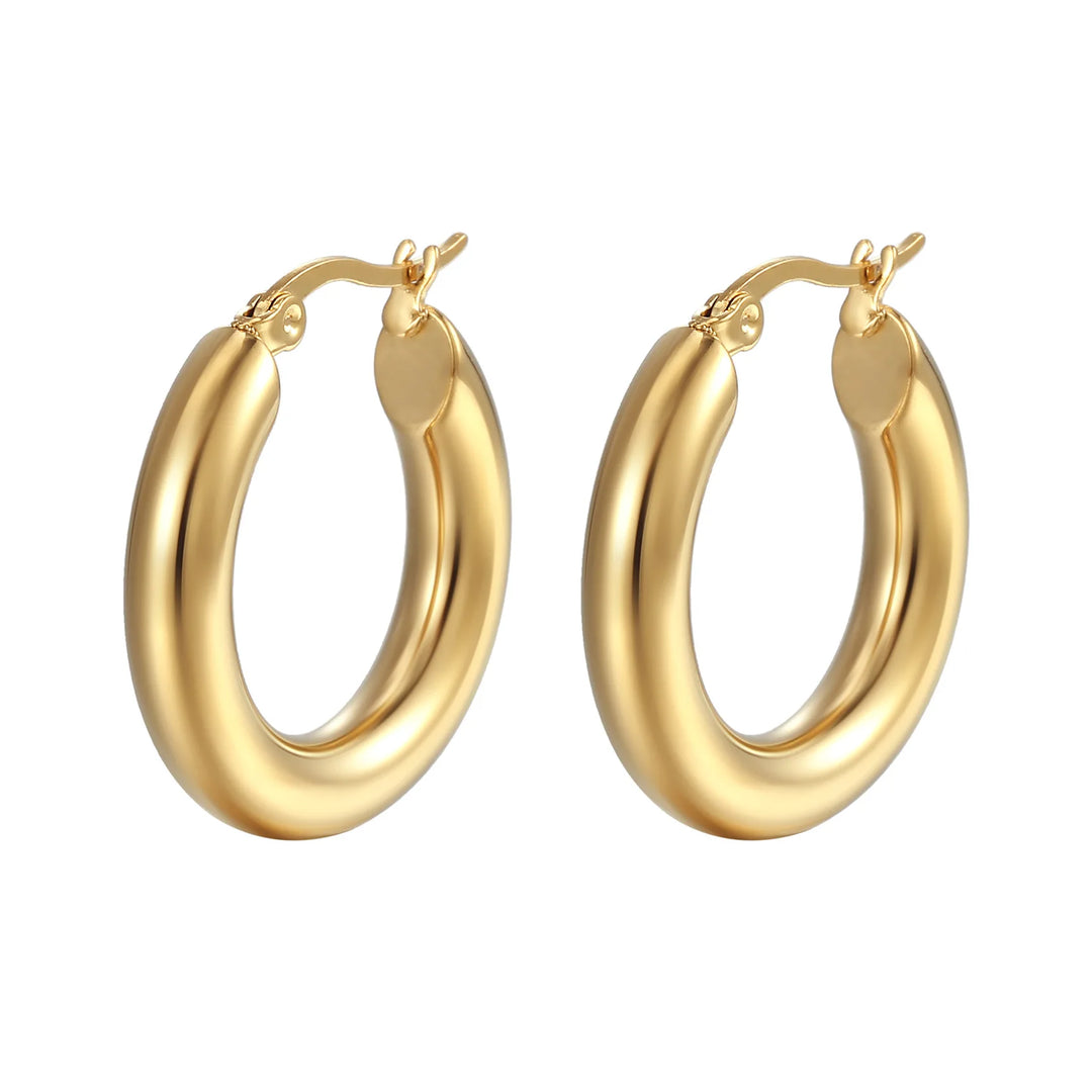 Thick Steampunk Hoop Earrings gold