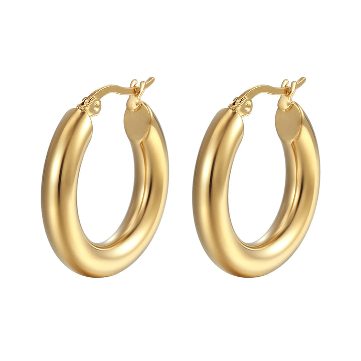 Thick Steampunk Hoop Earrings gold