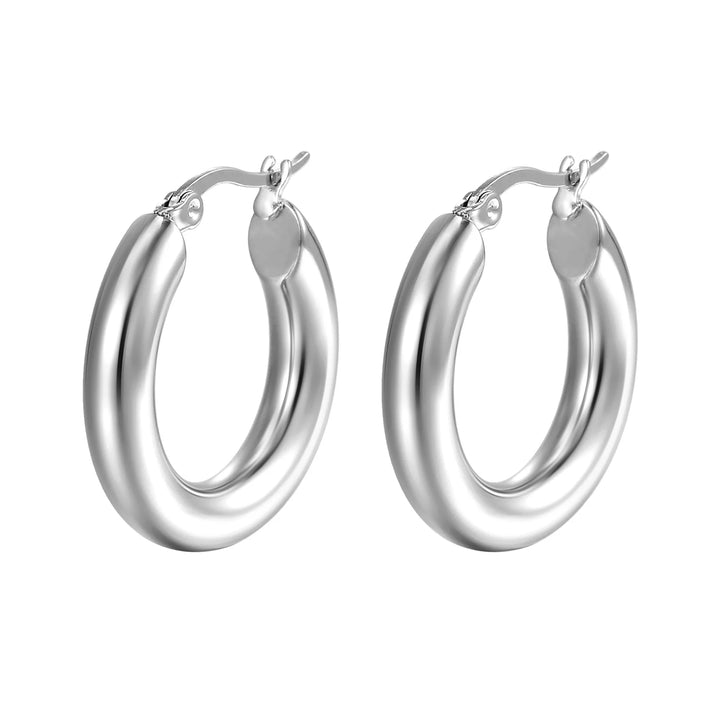 Thick Steampunk Hoop Earrings silver