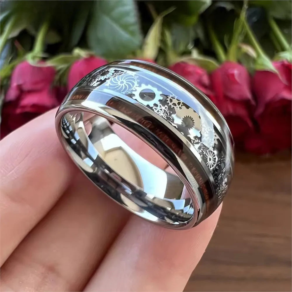 Transparent Steampunk Ring With Gears elegant