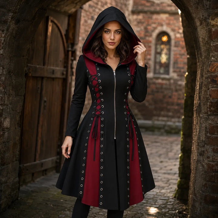 Two-tone Steampunk Gothic Coat with Lacing