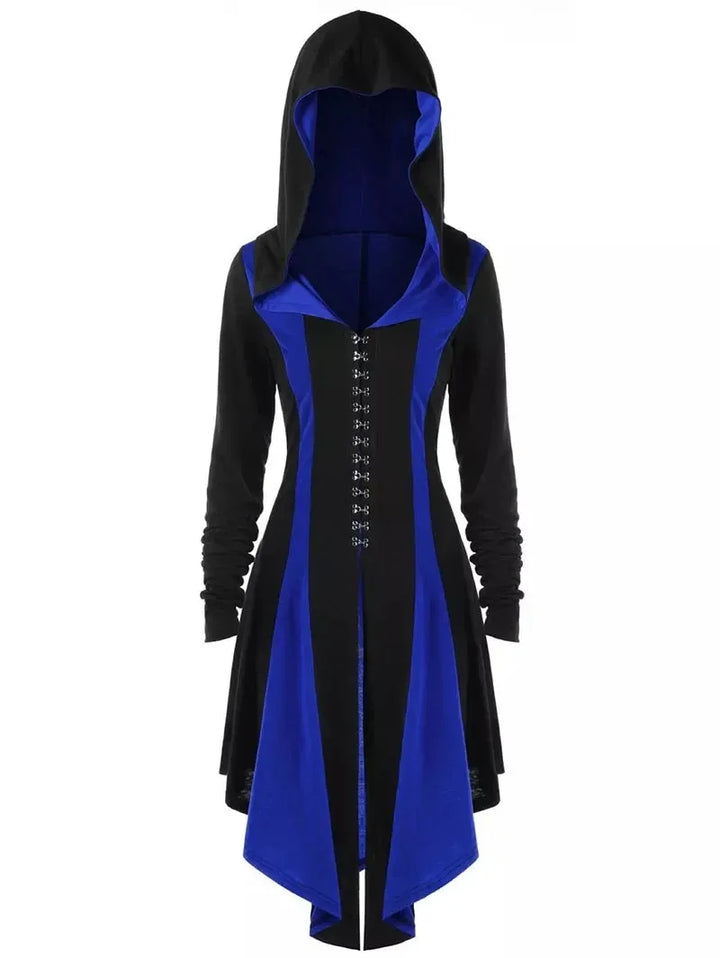 Two-tone Steampunk Gothic Coat with Lacing Blue
