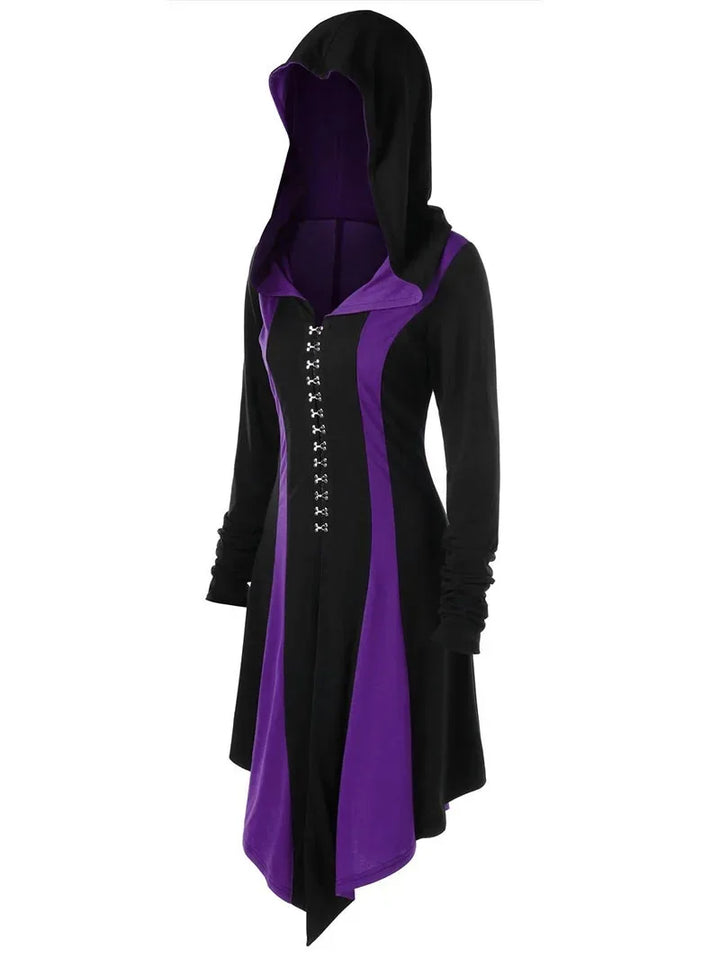 Two-tone Steampunk Gothic Coat with Lacing Purple Black