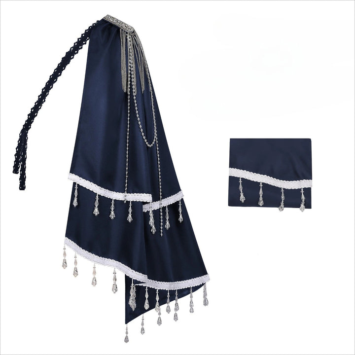 Unisex One-Shoulder Steampunk Cape Costume Blue