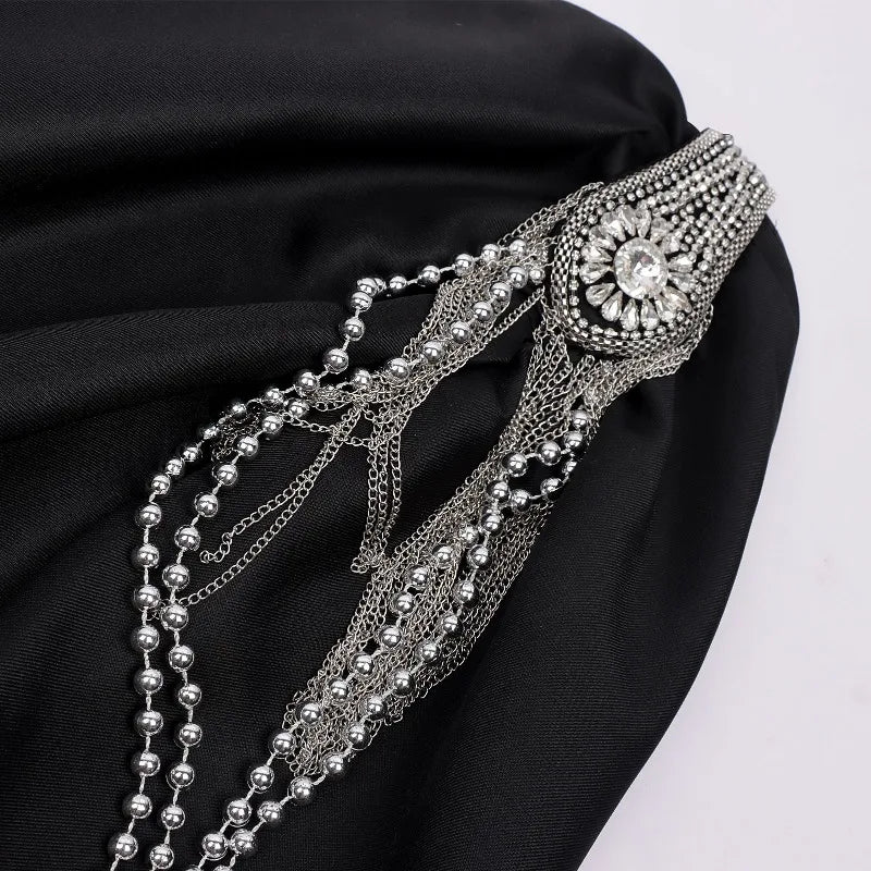Unisex One-Shoulder Steampunk Cape Costume Diamond