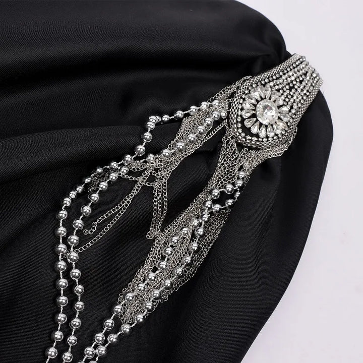 Unisex One-Shoulder Steampunk Cape Costume Diamond