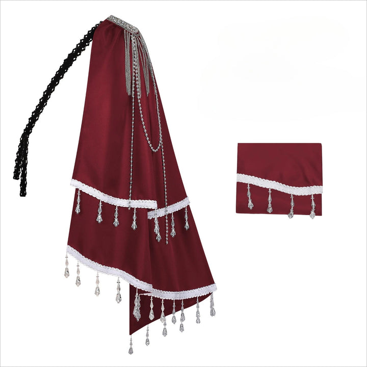 Unisex One-Shoulder Steampunk Cape Costume Red