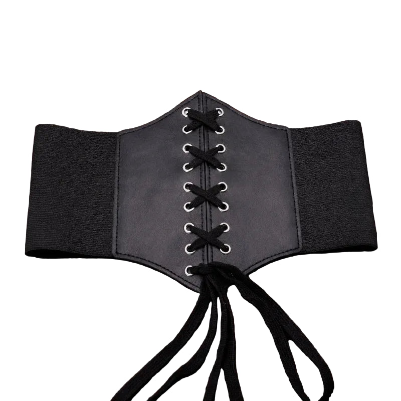 Victorian Steampunk Lace-Up Belt Black