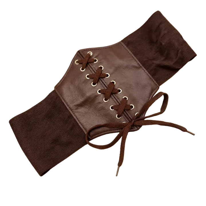 Victorian Steampunk Lace-Up Belt Brown