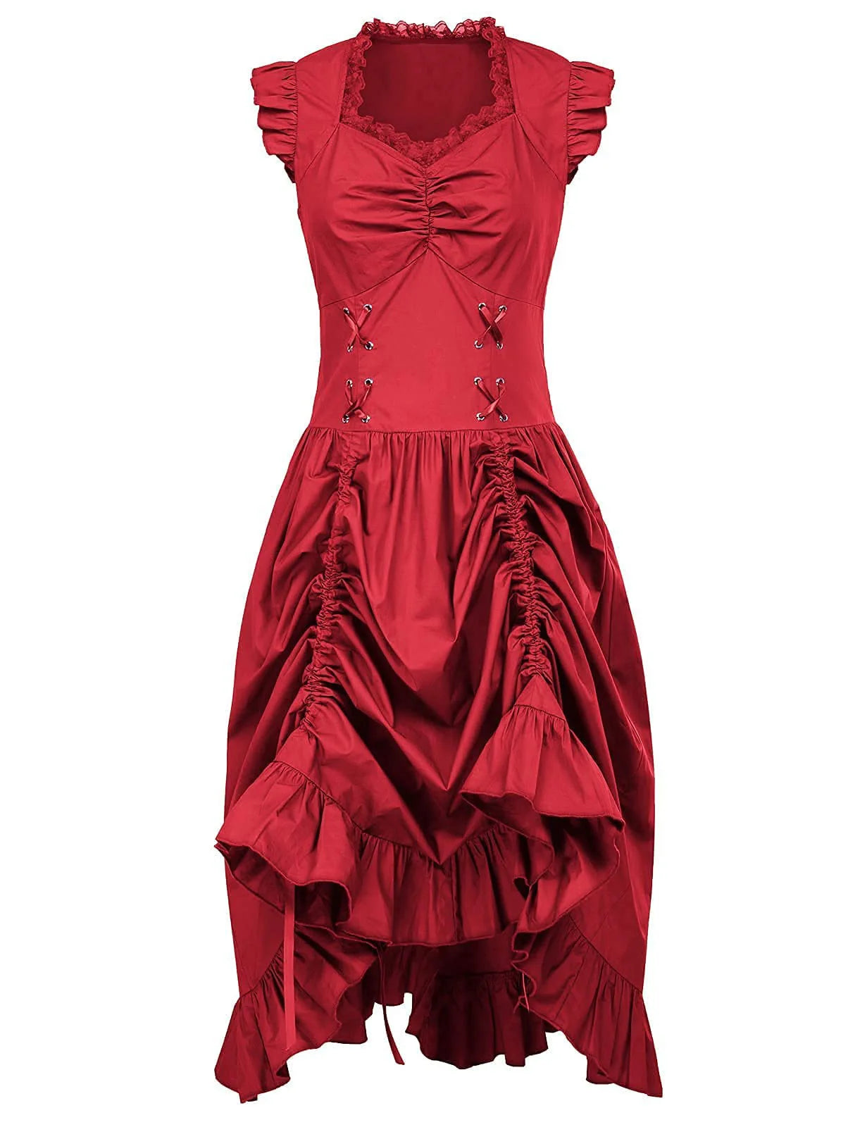 Punk & Gothic Renaissance Steampunk Dress Goth Girl Solid Color Fancy Dress Women's Fantasy Steampunk Halloween Carnival Masquerade Casual Daily