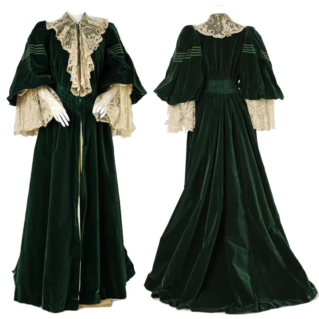 Victorian Steampunk Long Dress Costume Green
