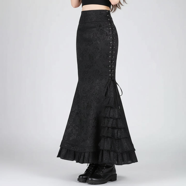 Victorian Steampunk Maxi Skirt With Laces