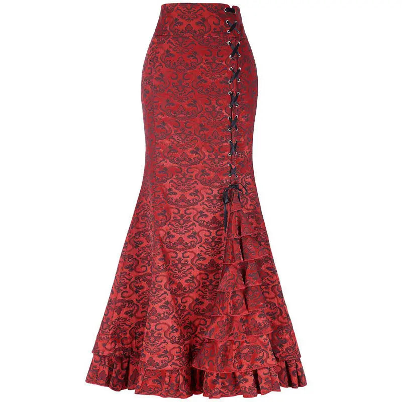 Victorian Steampunk Maxi Skirt With Laces elegant