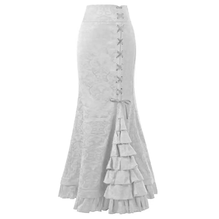 Victorian Steampunk Maxi Skirt With Laces fashion