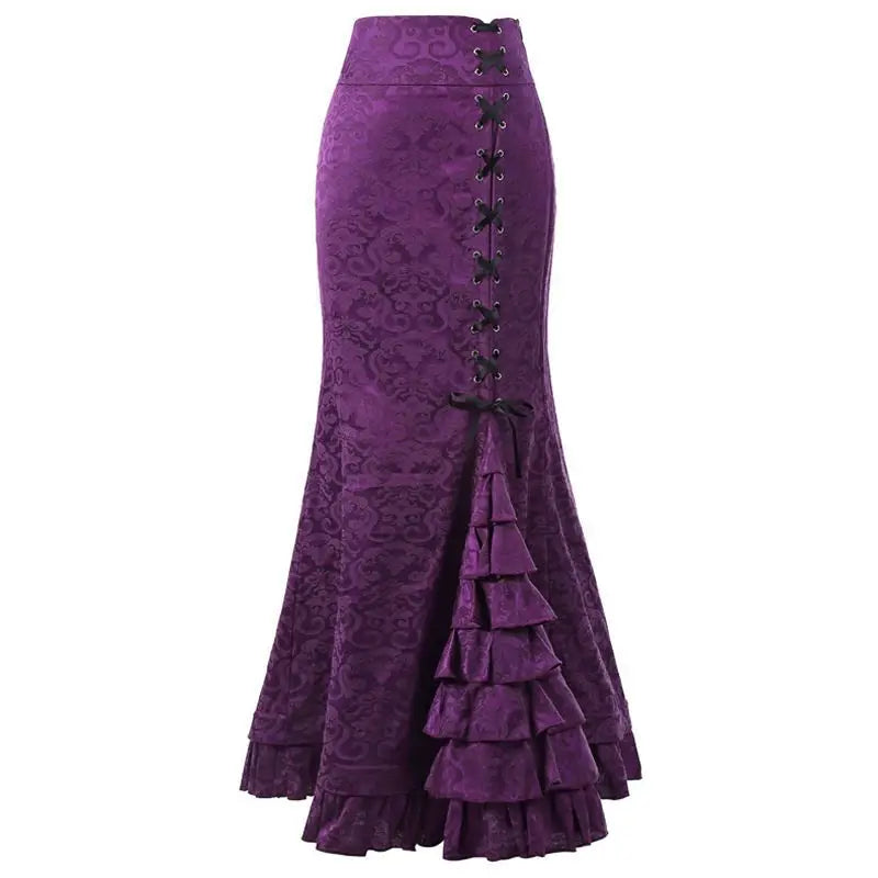 Victorian Steampunk Maxi Skirt With Laces stylish