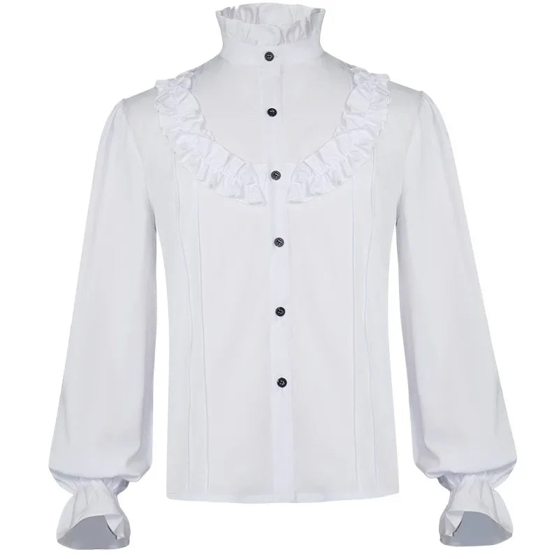 Victorian Steampunk Ruffled Shirt white