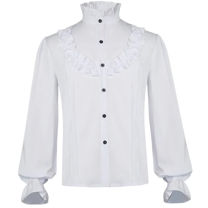 Victorian Steampunk Ruffled Shirt white