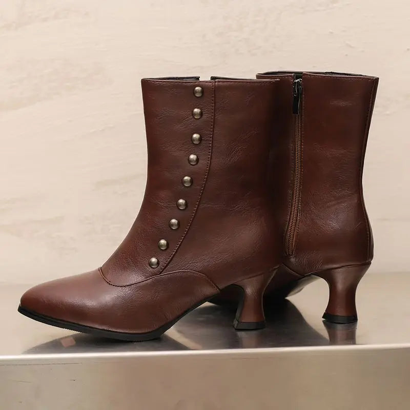 Victorian Style Boots Leather Brown