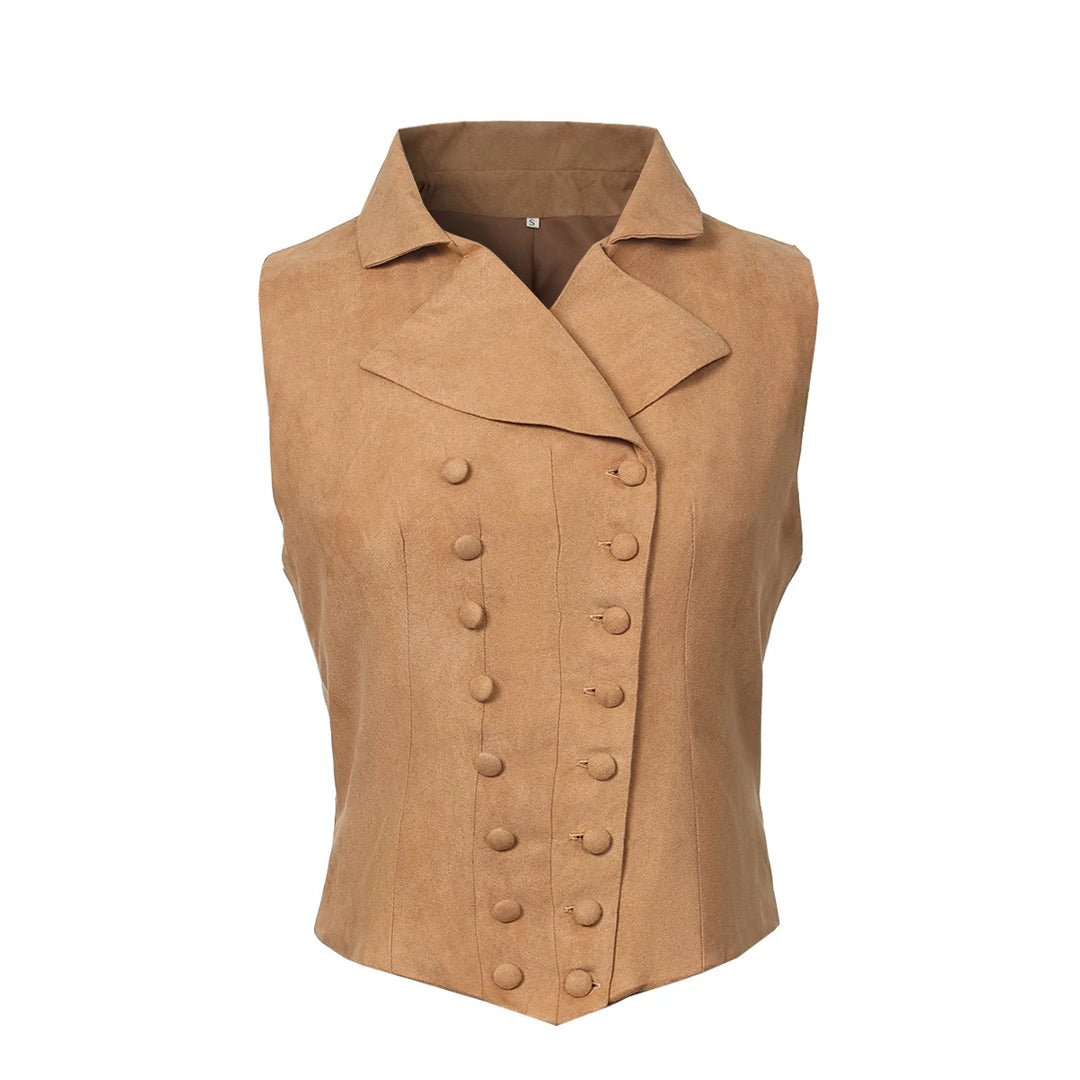 Victorian Vest Renaissance Medieval V-neck Dark Khaki